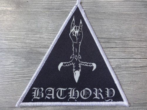 Patch white border black metal - patch,